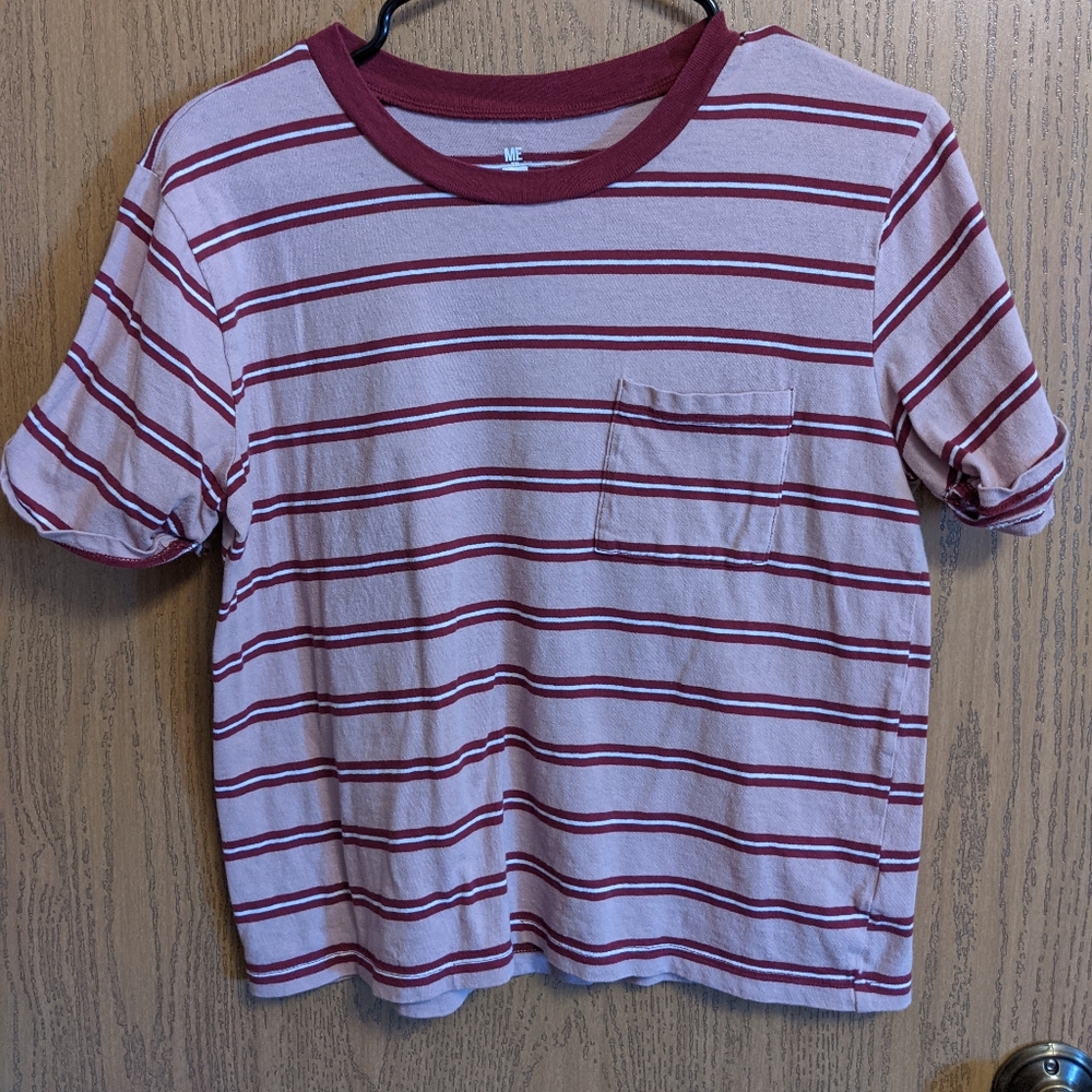 Pink/Maroon Stripped Crop Top